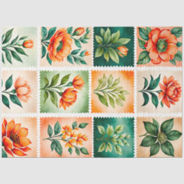 Papel de tejidos de timbre de época colorido