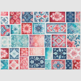 Papel de tejidos de timbre de época colorido