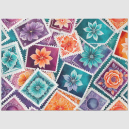 Papel de tejidos de timbre de época colorido