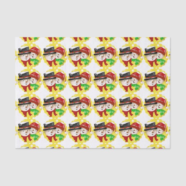 Papel de tejidos de vacaciones de pareja de Snowma (Anverso)