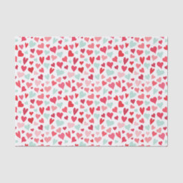 Papel de tejidos del patrón de corazón verde rosa 