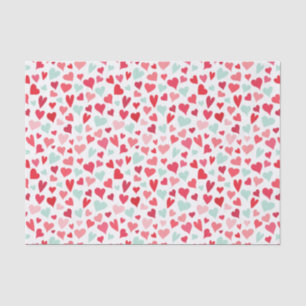 Papel de tejidos del patrón de corazón verde rosa