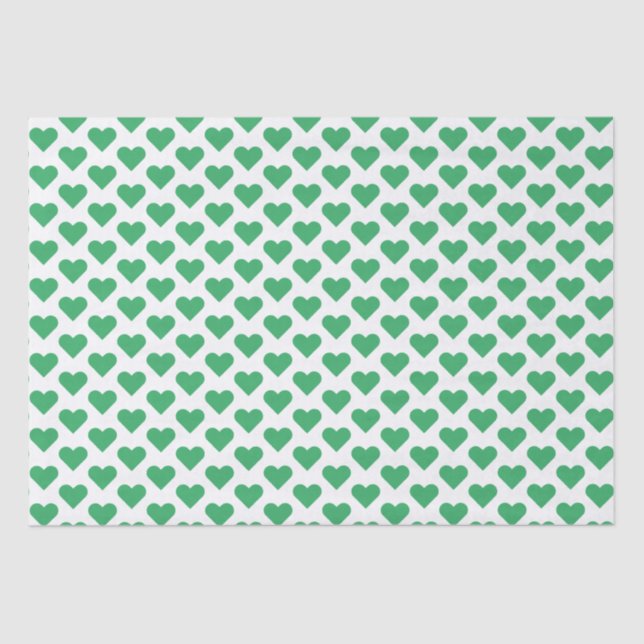 Papel de tejidos del patrón de corazones verdes mu (Anverso)