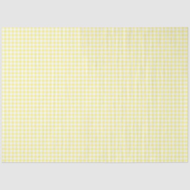 Papel de tejidos del patrón de Gingham amarillo y  (Anverso)