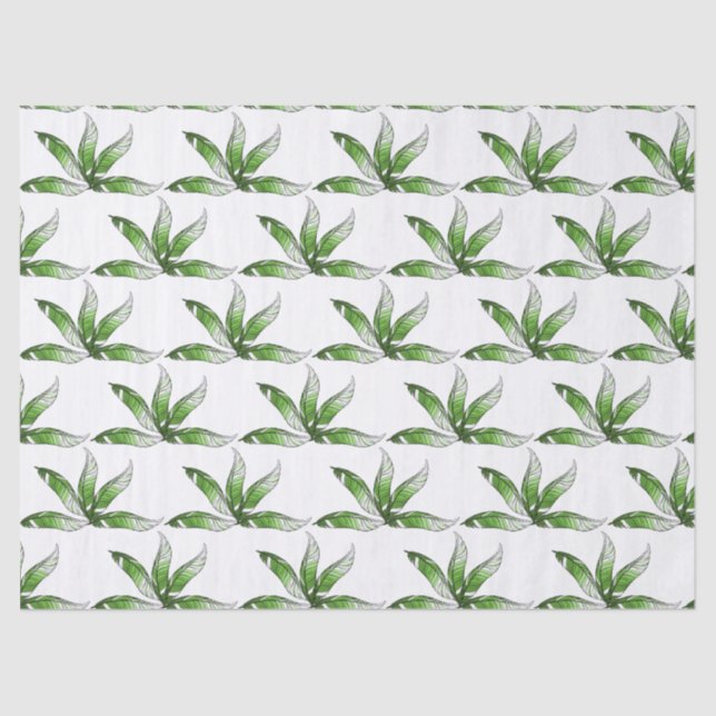 Papel de tejidos - Diseño de plumas verdes (Anverso)