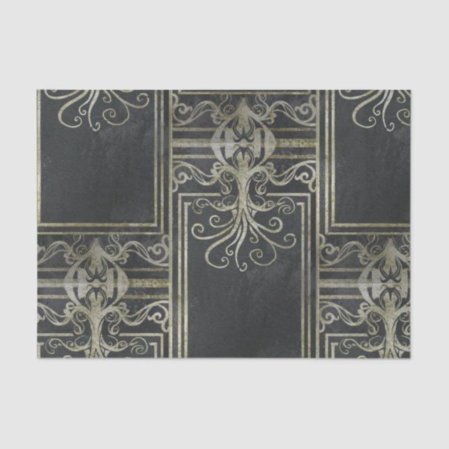 Papel de tejidos Eldrich (negro y oro) (Anverso)