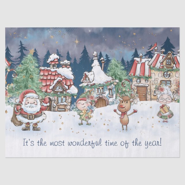 Papel de tejidos Elf Rudolph de Santa Navidades (Anverso)