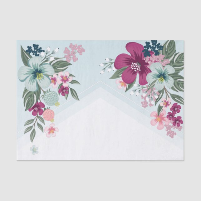 Papel de tejidos envolviendo flores tropicales en  (Anverso)