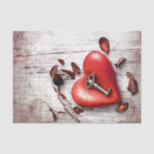 Papel de tejidos envolviendo la clave de madera de