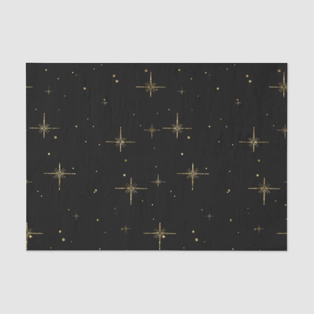 Papel de tejidos estelar de vacaciones - Negro con (Anverso)