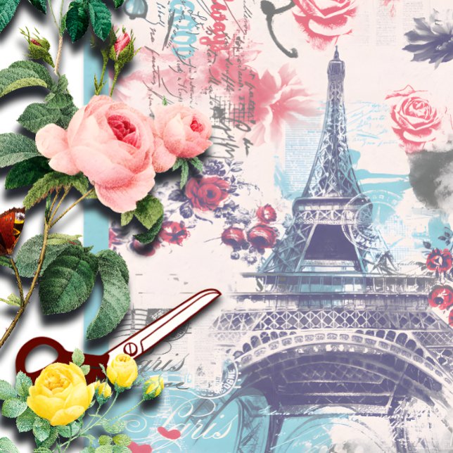 Papel de tejidos florales de la Torre Eiffel de Pa (Subido por el creador)