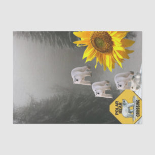 Papel de tejidos florales de oso polar con girasol