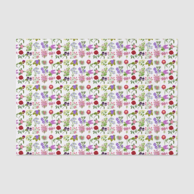 Papel de tejidos florales en los jardines del país (Anverso)