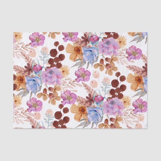 Papel de tejidos - Flores acuáticas brillantes (Anverso)