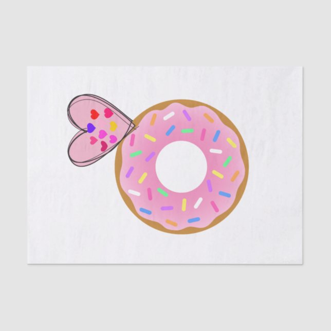 Papel de tejidos Fresa Donut Corazón rosa (Anverso)