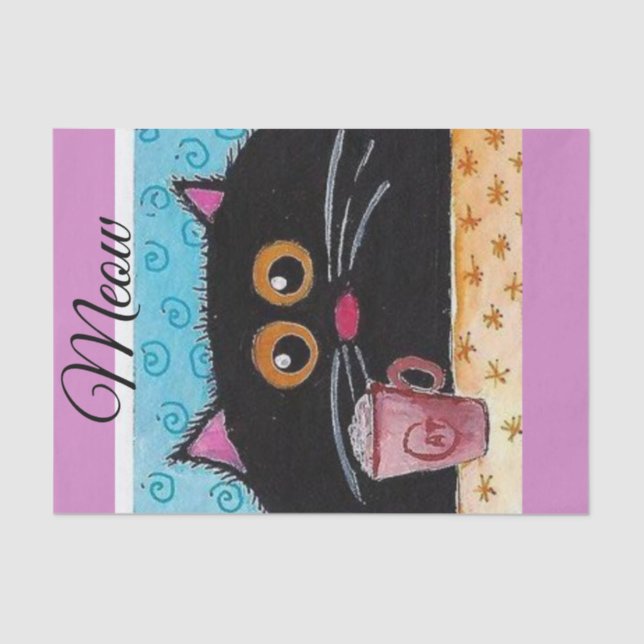 Papel de tejidos Gato caprichoso negro (Anverso)