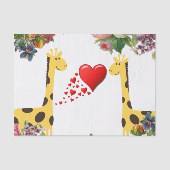 Papel de tejidos Girafa floral (Anverso)