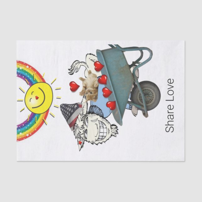 Papel de tejidos Goat Kitten Red Hearts Comparte A (Anverso)