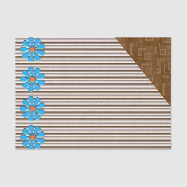 Papel de tejidos Marrón estriba floral (Anverso)