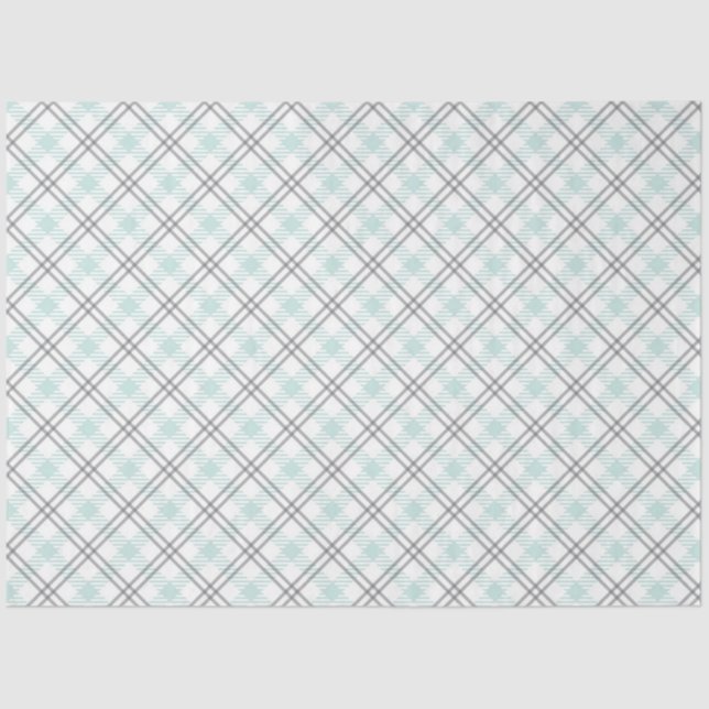 Papel de tejidos Mint Green y Gray Gingham (Anverso)