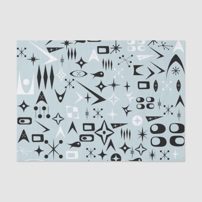 Papel de tejidos moderno Blue Mid Century (Anverso)