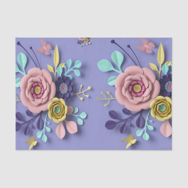 Papel de tejidos morado floral (Anverso)