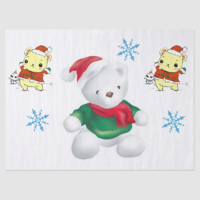 Papel de tejidos navidades, osito de peluche (Anverso)