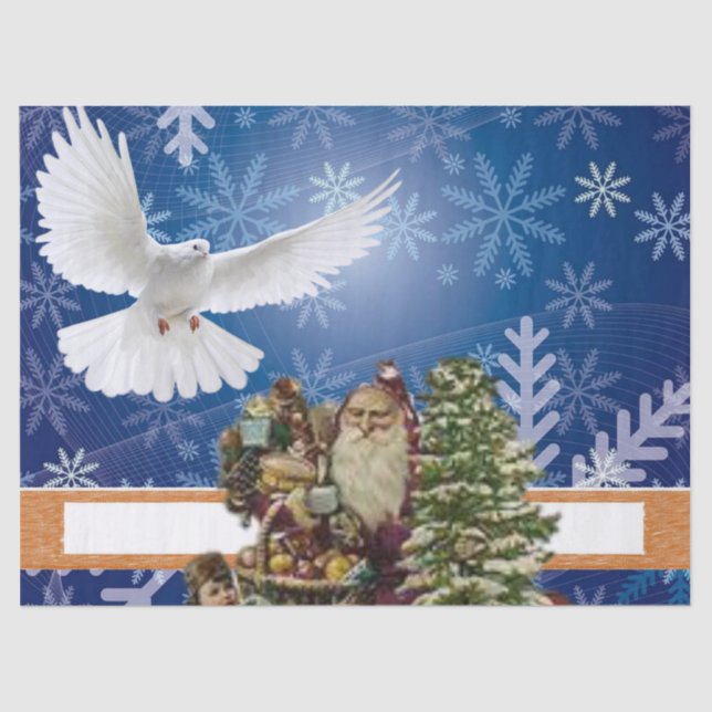 Papel de tejidos navidades, paloma blanca, cosecha (Anverso)