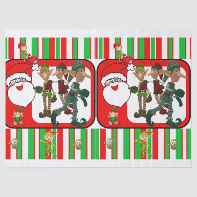 Papel de tejidos navidades, Santa, Elf (Anverso)
