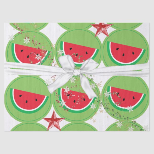 Papel de tejidos navidades Watermelon White Bow (Anverso)