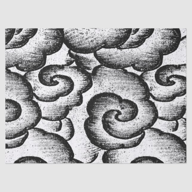 Papel de tejidos NUBES JAPONESES EN NEGRO (Anverso)