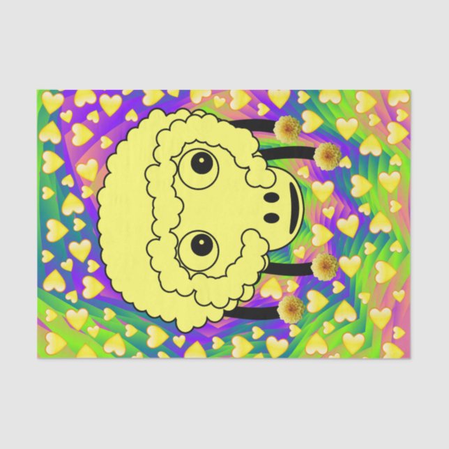 Papel de tejidos Oveja Corazón Amarillo (Anverso)