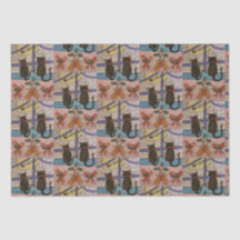 Papel de tejidos para Navidades de gato negro