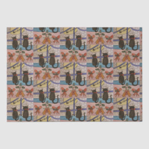 Papel de tejidos para Navidades de gato negro