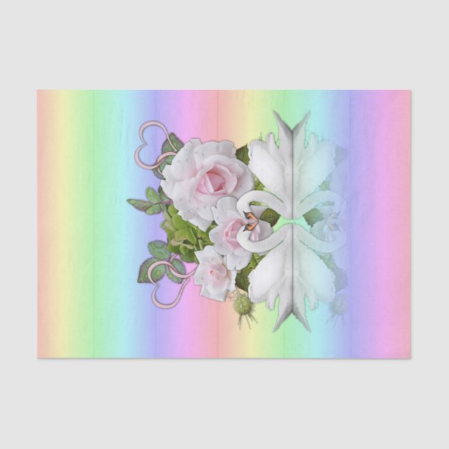 Papel de tejidos Pastel de cisnes blancos (Anverso)