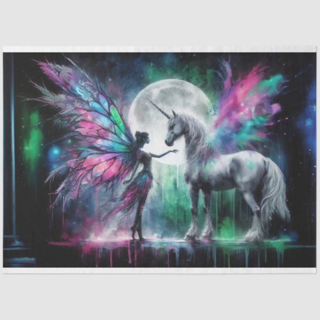 Papel de tejidos Pegasus para hadas arco iris (Anverso)