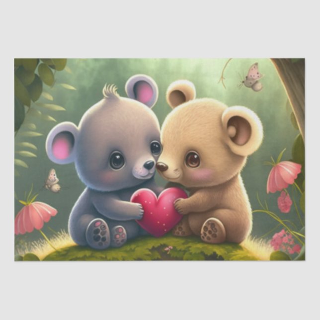 Papel de tejidos personalizado de osos pequeños (Anverso)