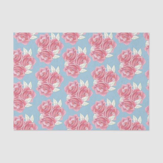 Papel de tejidos Personalizado de rosas rosadas (Anverso)