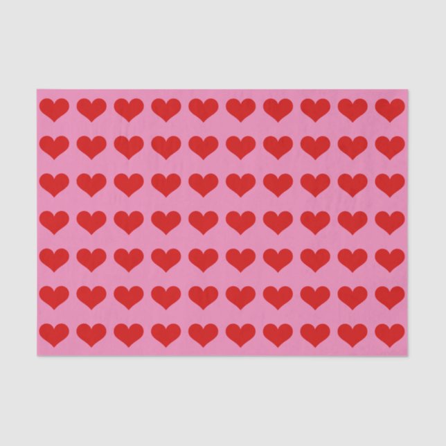 Papel de tejidos personalizados con corazones rojo (Anverso)