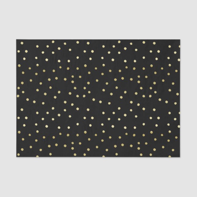 Papel de tejidos polkadots de oro y negro (Anverso)