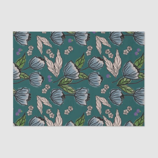 Papel de tejidos - Profundo Verde azulado (Anverso)