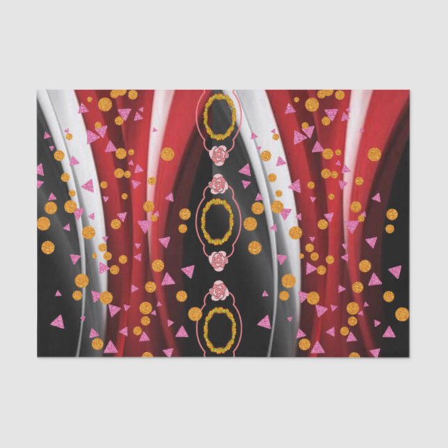 Papel de tejidos Resumen Blanco Negro Rojo (Anverso)