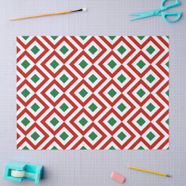 Papel de tejidos rojo, blanco y verde (Artesanía)