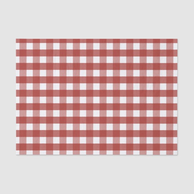 Papel de tejidos rojo y blanco de Gingham (Anverso)