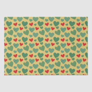 Papel de tejidos rojo y verde del corazón