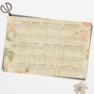 Papel de tejidos rosa rosado y hoja musical