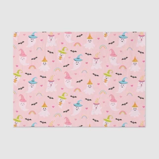 Papel de tejidos rosado de Halloween (Anverso)