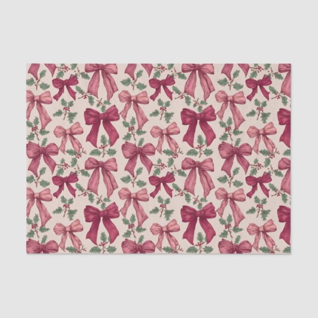 Papel de tejidos rosado rojo vintage de Navidad co (Anverso)