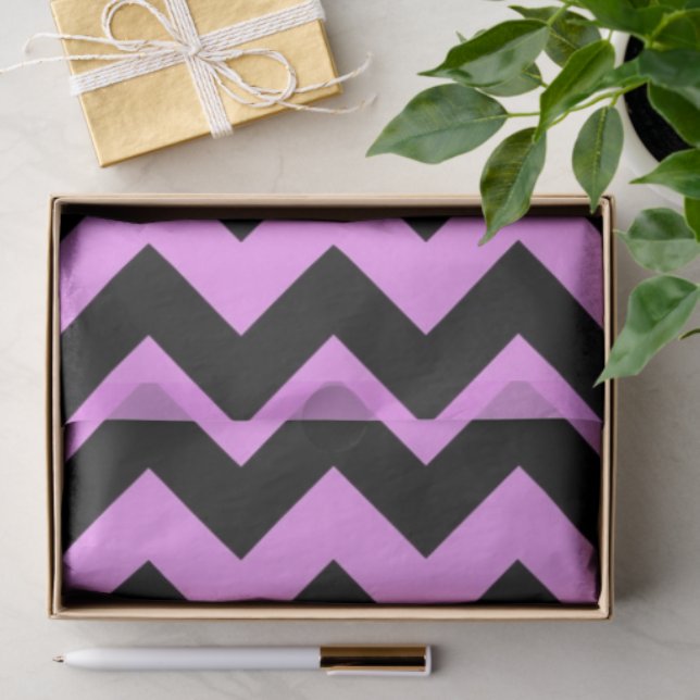 Papel de tejidos rosado y negro en zigzag (Regalo )