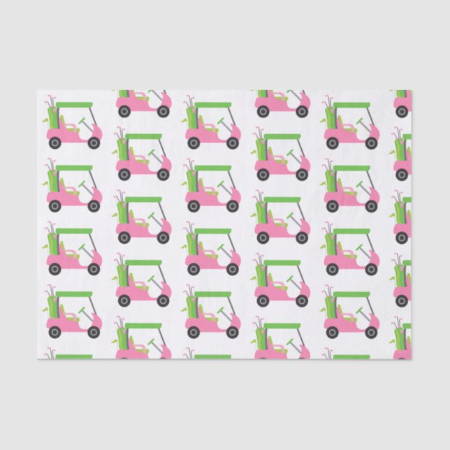 Papel de tejidos rosado y verde para carritos de g (Anverso)